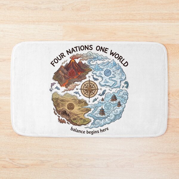 Item preview, Four Nations One World Elemental Map Eastern Fantasy Art designed and sold by LunaMarkos.
