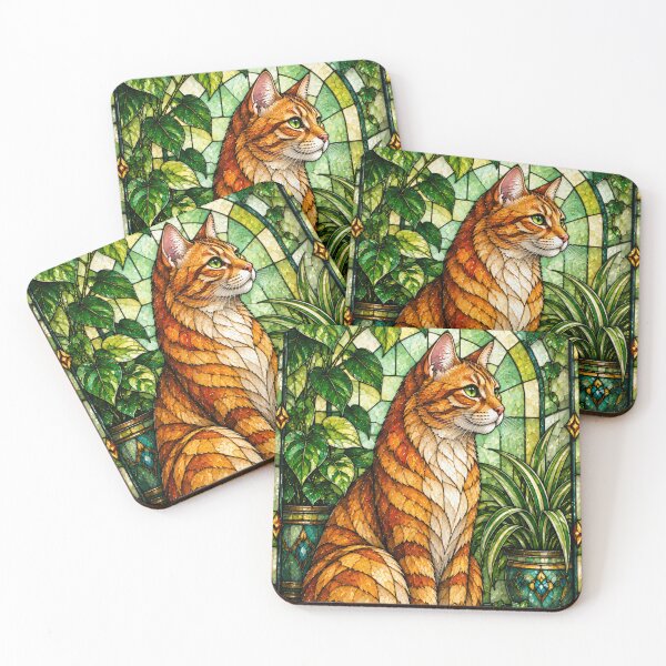 Item preview, Stained Glass Orange Tabby Cat Art Design designed and sold by Creativveworrld03.