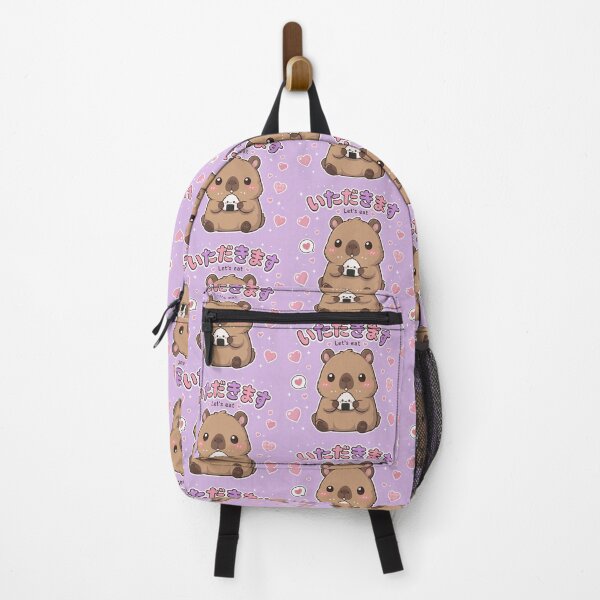 Item preview, Chibi Capybara Japanese 'let's eat' design cute kawaii designed and sold by Vintage Designs +.