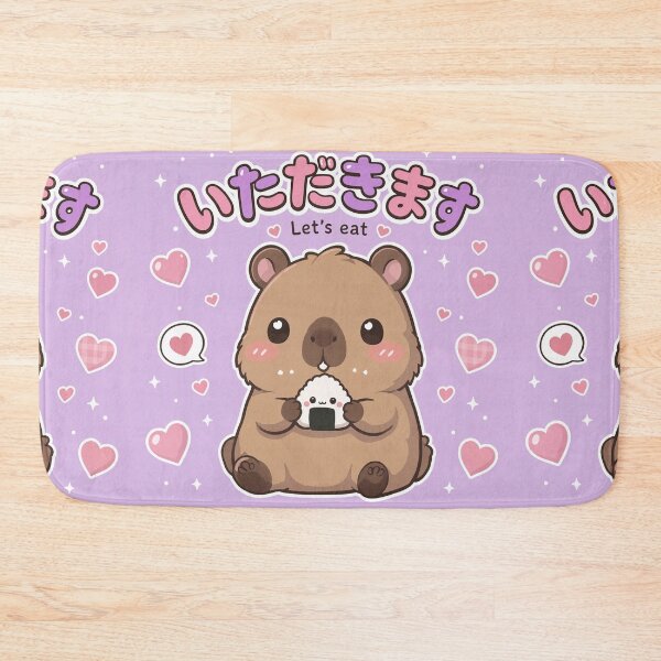 Item preview, Chibi Capybara Japanese 'let's eat' design cute kawaii designed and sold by Vintage Designs +.