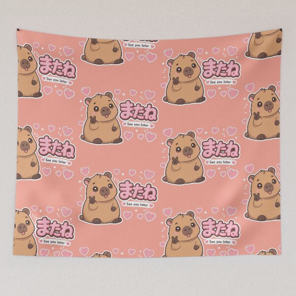 Item preview, Chibi Capybara Japanese 'see you later' design cute kawaii designed and sold by Vintage Designs +.