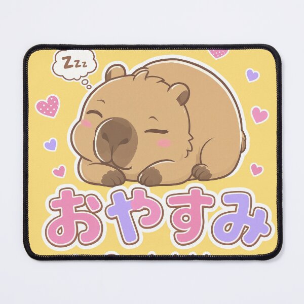 Item preview, Chibi Capybara Japanese 'goodnight' design cute kawaii designed and sold by Vintage Designs +.