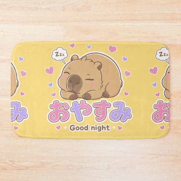 Item preview, Chibi Capybara Japanese 'goodnight' design cute kawaii designed and sold by Vintage Designs +.