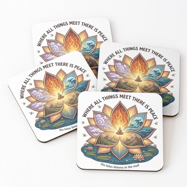 Item preview, Lotus Enlightenment Four Elements Peace Eastern Spiritual Art designed and sold by LunaMarkos.