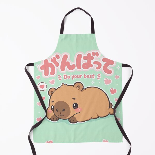 Item preview, Chibi Capybara Japanese 'do your best' design cute kawaii designed and sold by Vintage Designs +.