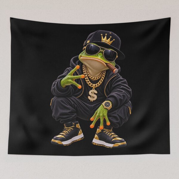 Item preview, Gangster Frog – Cool Green Frog Street Style with Gold Chains designed and sold by Ach&Koor.