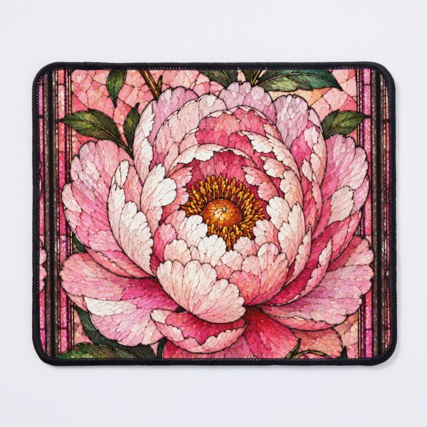 Item preview, Stained Glass Pink Peony Flower Art Design designed and sold by Creativveworrld03.