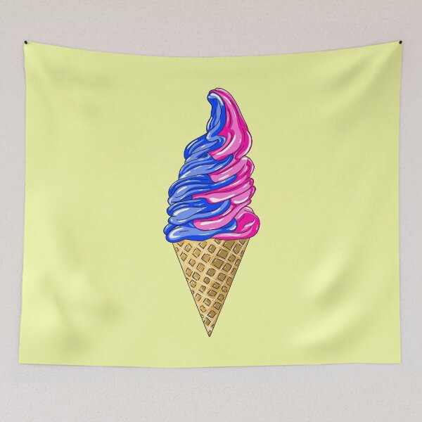 Item preview, Blue And Pink Ice Cream Swirl With yellow Background designed and sold by missmann.