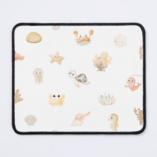 Item preview, Cute Pastel Blue Sea Animals Ocean Life Nursery Pattern designed and sold by ShapingMinds.
