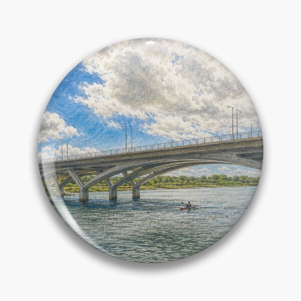 Item preview, Kayaking Beneath the River Bridge – Scenic Illustration designed and sold by wiwiart.