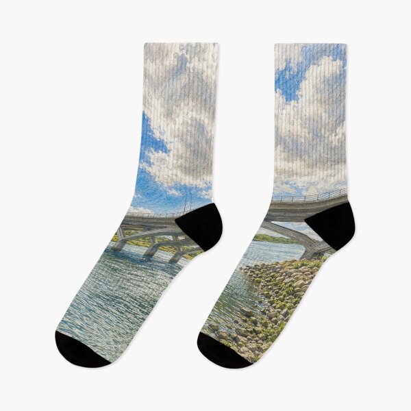 Item preview, Kayaking Beneath the River Bridge – Scenic Illustration designed and sold by wiwiart.