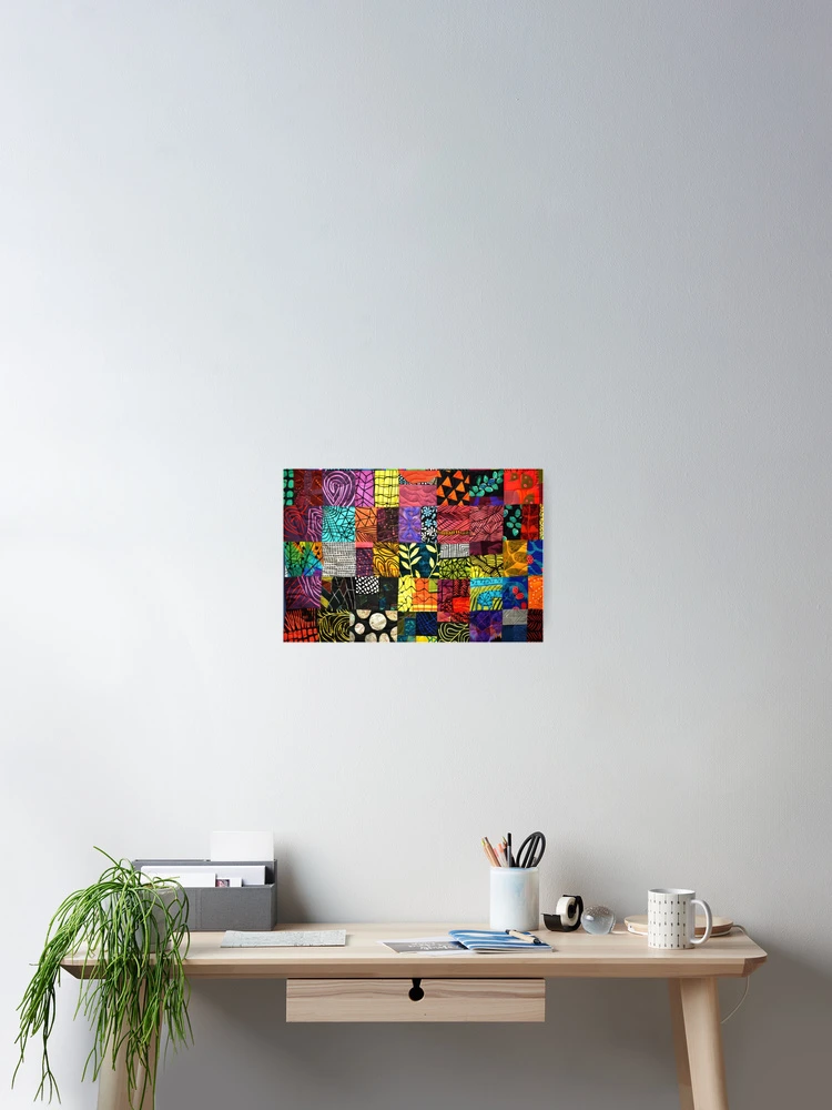 Thumbnail 2 of 3, Poster, Colorful Abstract Patchwork Pattern designed and sold by Groovy Looks.