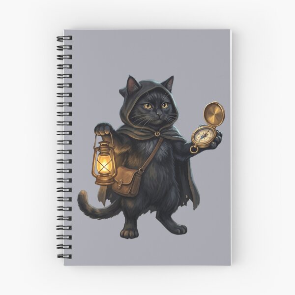 Item preview, Warden of the Ways - Dark Academia Black Cat with Lantern and Compass designed and sold by Englandbear.