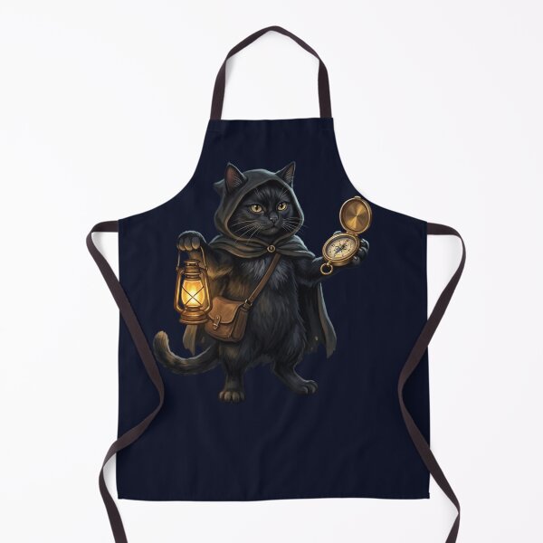 Item preview, Warden of the Ways - Dark Academia Black Cat with Lantern and Compass designed and sold by Englandbear.