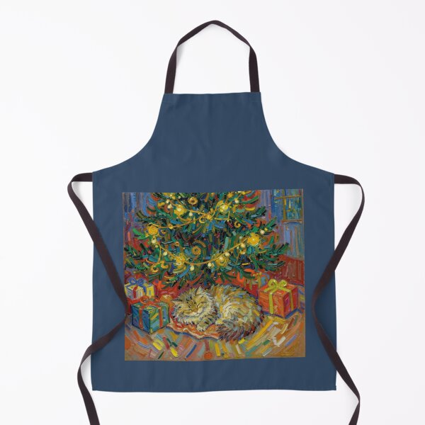 Item preview, Van Gogh Style Sleeping Christmas Cat Under Tree Oil Painting designed and sold by WildArtIT.