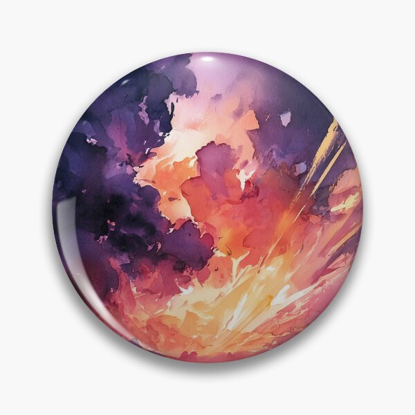 Item preview, Watercolour Sunset Painting Purple Orange Sky Over Water designed and sold by Nine Lives Studio.