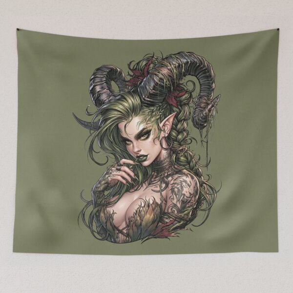 Item preview, Horned Elf Demoness Dark Fantasy Gothic Character designed and sold by MythicMood.