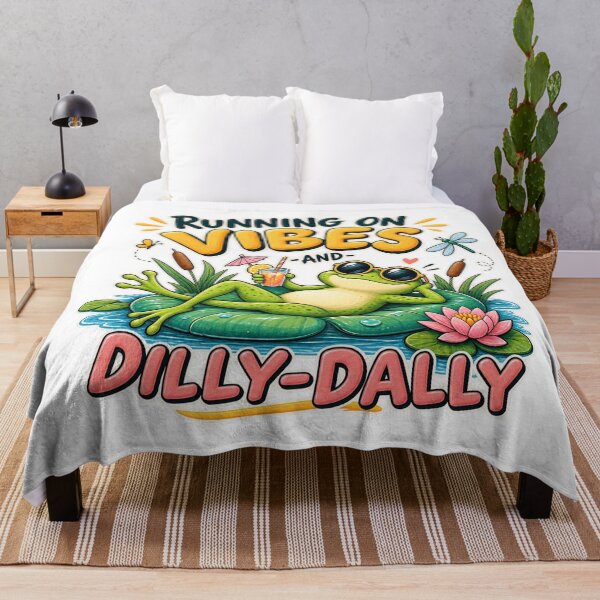 Item preview, Running on Vibes and Dilly-Dally – Funny Chill Frog designed and sold by Sasas Design.