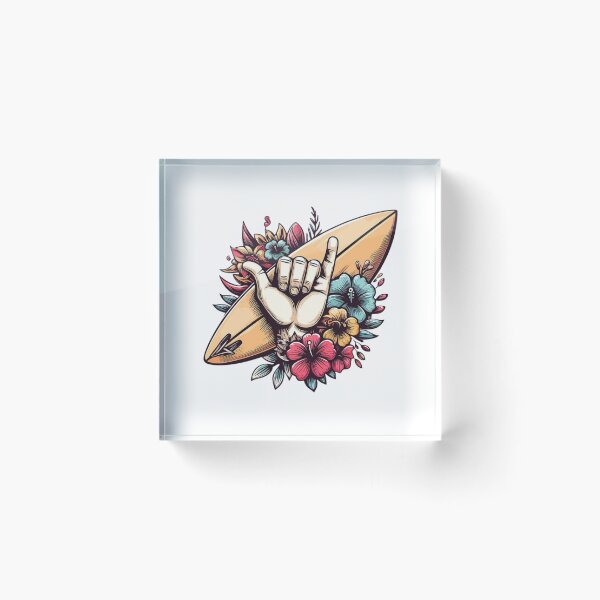 Item preview, Surf Shaka Hand Tropical Flowers Beach Vibes designed and sold by wecrea.