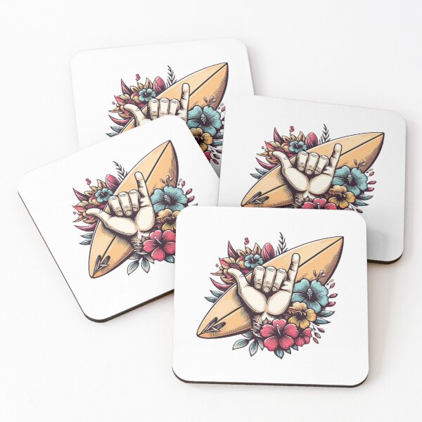 Item preview, Surf Shaka Hand Tropical Flowers Beach Vibes designed and sold by wecrea.