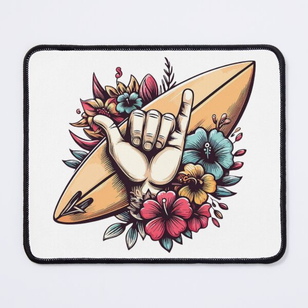 Item preview, Surf Shaka Hand Tropical Flowers Beach Vibes designed and sold by wecrea.