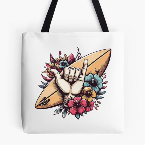 Item preview, Surf Shaka Hand Tropical Flowers Beach Vibes designed and sold by wecrea.