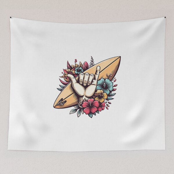 Item preview, Surf Shaka Hand Tropical Flowers Beach Vibes designed and sold by wecrea.