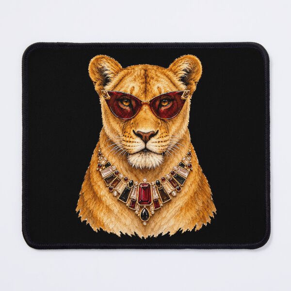 Item preview, Boujee Lioness Queen in Red Sunglasses - Glamorous Big Cat designed and sold by sportfantees.