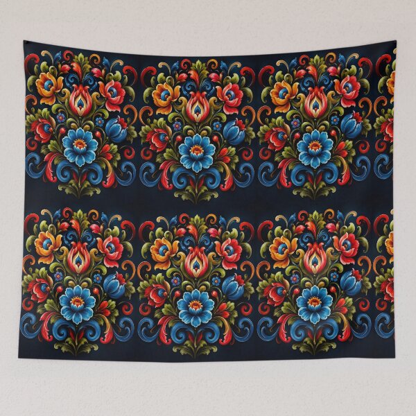Artikelvorschau, Norwegisches Rosemaling-Öl auf, norwegisches blaues Telemark-Rosemaling entworfen und verkauft von Owneysweet.