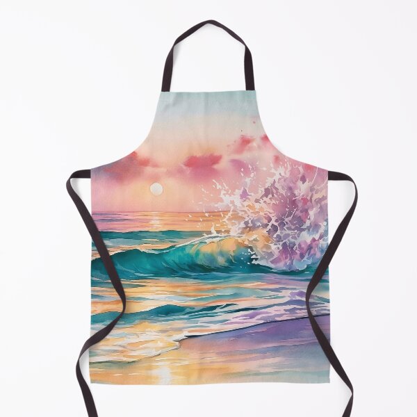 Item preview, Pastel Beach Sunset Watercolour Ocean Wave and Golden Sky designed and sold by Nine Lives Studio.