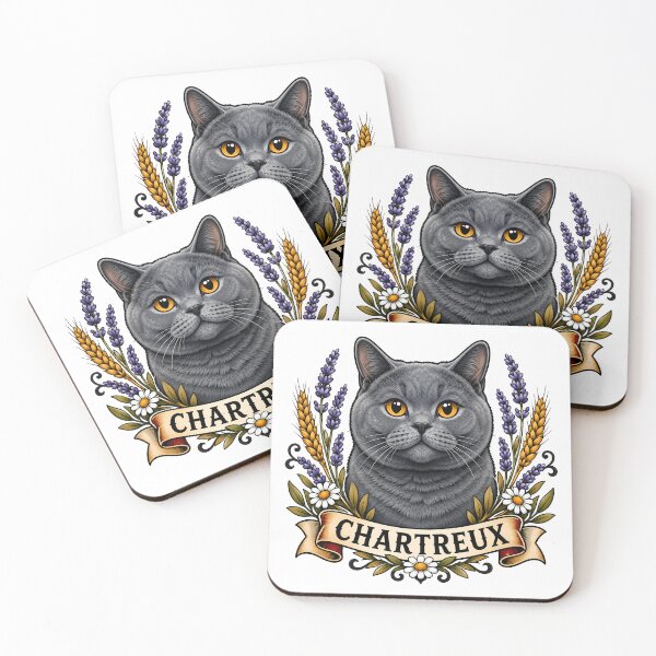 Item preview, Chartreux Cat Lavender Wheat Tattoo Art designed and sold by Old's Cool Cat Studio.