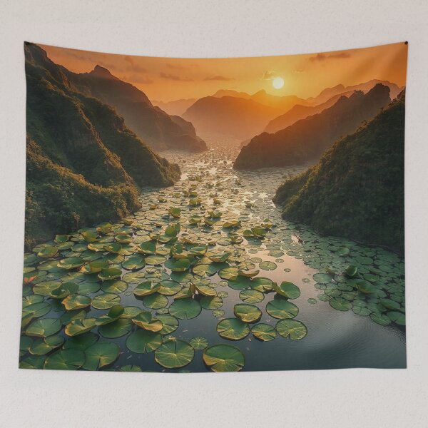 Item preview, Golden Hour Valley River Landscape designed and sold by IntelliMindDesigns.