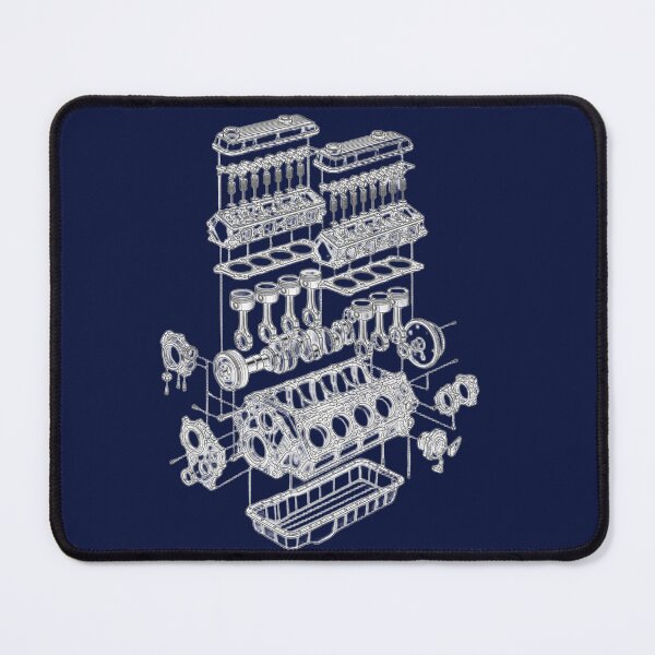 Item preview, Vintage V8 Engine Anatomy - Automotive Patent Sketch designed and sold by The Blueprint Archive.