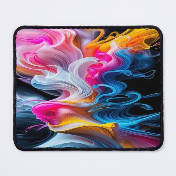Item preview, The Eternal Dance of Colors, Abstract Colored Smoke - Multicolor Fluid Art with Swirls of Pink, Blue, and Gold on a Black Background designed and sold by RAYBIL.