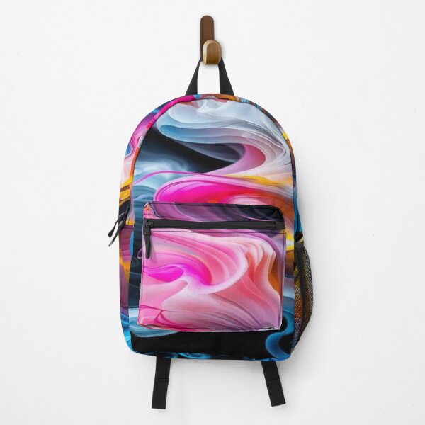 Item preview, The Eternal Dance of Colors, Abstract Colored Smoke - Multicolor Fluid Art with Swirls of Pink, Blue, and Gold on a Black Background designed and sold by RAYBIL.