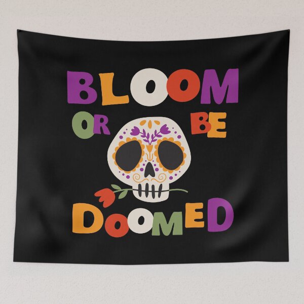 Item preview, Bloom or Be Doomed Floral Skull designed and sold by imaniko.