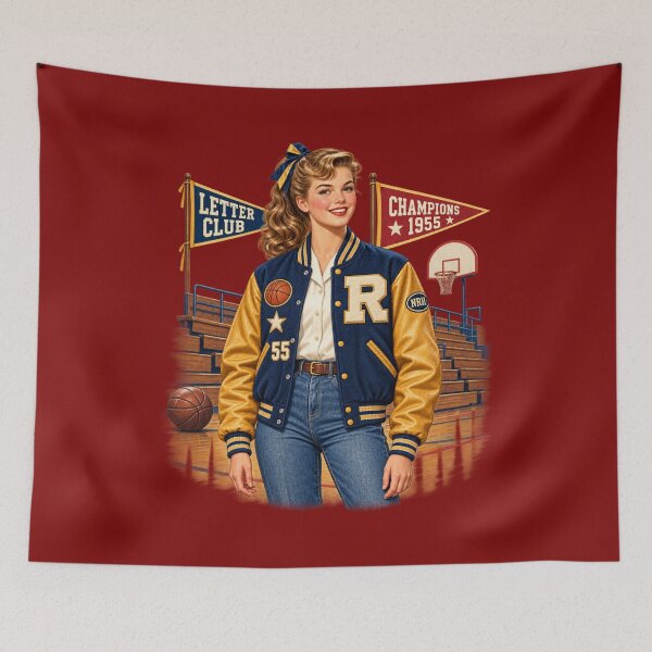 Item preview, Vintage 1955 Letter Club Basketball Spirit designed and sold by Normandy Road Heritage™ - Vintage Garage Art.