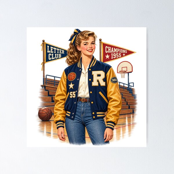 Item preview, Vintage 1955 Letter Club Basketball Spirit designed and sold by Normandy Road Heritage™ - Vintage Garage Art.