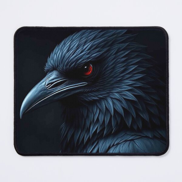 Item preview, Mysterious Black Raven with Glowing Red Eye – Dark Fantasy Bird Portrait designed and sold by MFMart.