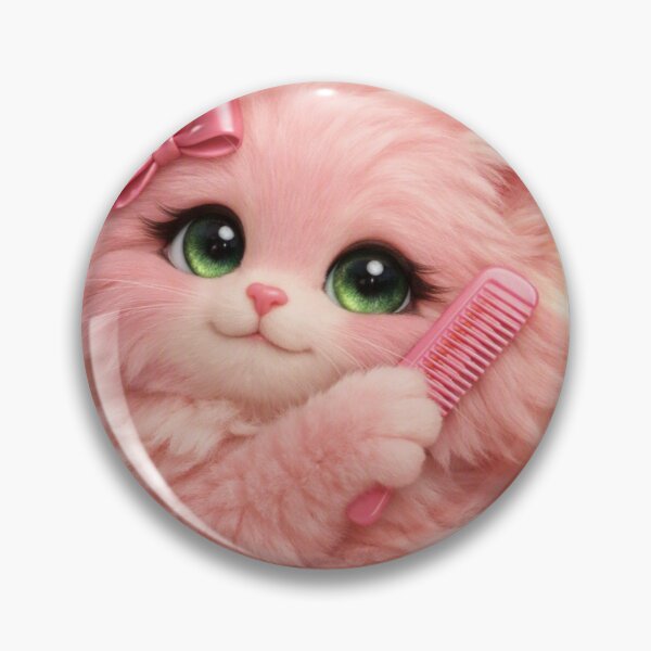 Item preview, Mimi Mew Cute Pink Kitten with Bow and Comb – Kawaii Cat Aesthetic designed and sold by Lalala cute.