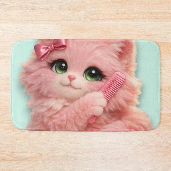Item preview, Mimi Mew Cute Pink Kitten with Bow and Comb – Kawaii Cat Aesthetic designed and sold by Lalala cute.
