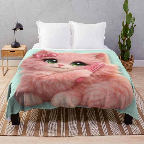 Item preview, Mimi Mew Cute Pink Kitten with Bow and Comb – Kawaii Cat Aesthetic designed and sold by Lalala cute.