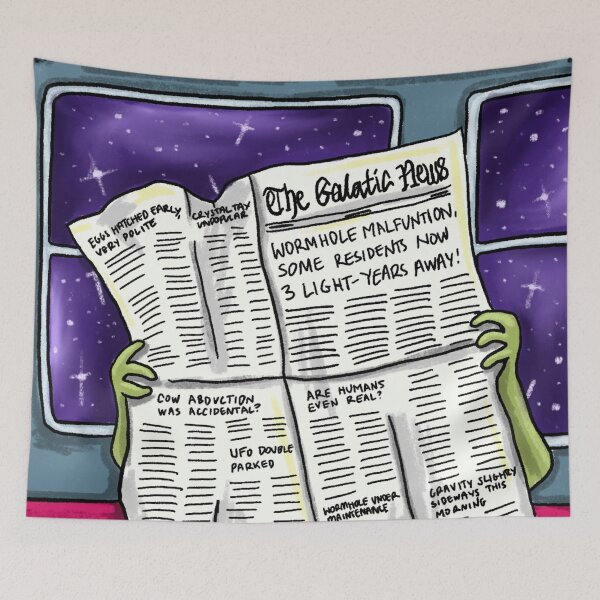 Item preview, Alien reading the newspaper. designed and sold by BluluStudio.