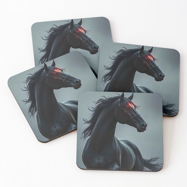 Item preview, Black Horse with Glowing Red Eyes – Mystical Dark Stallion designed and sold by MFMart.