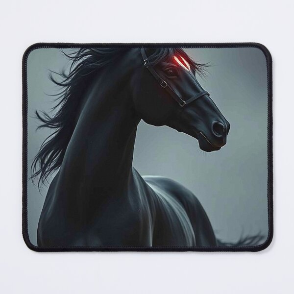 Item preview, Black Horse with Glowing Red Eyes – Mystical Dark Stallion designed and sold by MFMart.