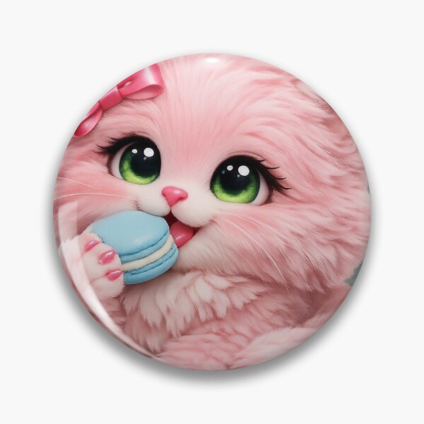 Item preview, Mimi Mew Eating a Delicious Macaron – Cute Kawaii Pink Cat Sweet Treat designed and sold by Lalala cute.