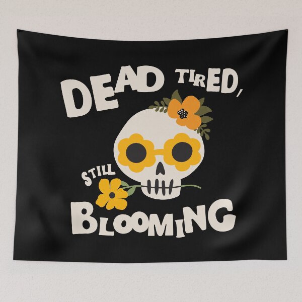 Item preview, Dead Tired Still Blooming Floral Skull designed and sold by imaniko.