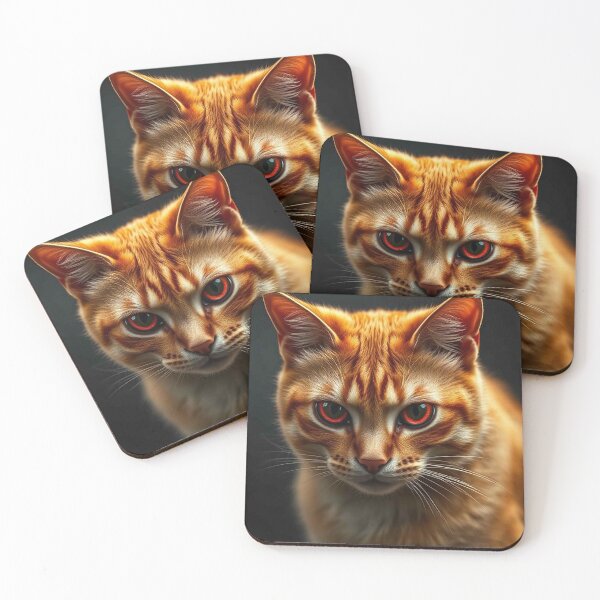 Item preview, Orange Tabby Cat with Glowing Red Eyes – Mystical Dark Feline designed and sold by MFMart.