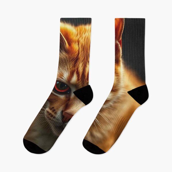 Item preview, Orange Tabby Cat with Glowing Red Eyes – Mystical Dark Feline designed and sold by MFMart.
