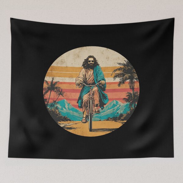 Item preview, Jesus Riding a Bicycle Retro Christian Vintage Cycling designed and sold by D-Oles-Mercher.